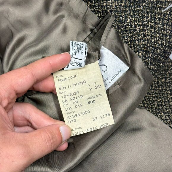 Vintage Hugo Boss Tweed Blazer "Poseidon" Wool Sport Coat Brown 40S - Picture 10 of 11